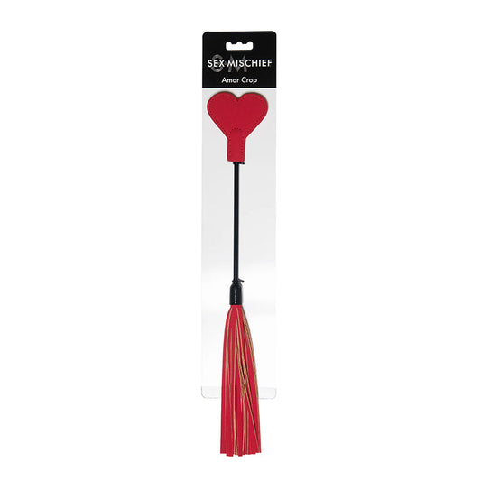 Sex & Mischief Amor Crop Heart-Shaped Dual-Ended Flogger Red