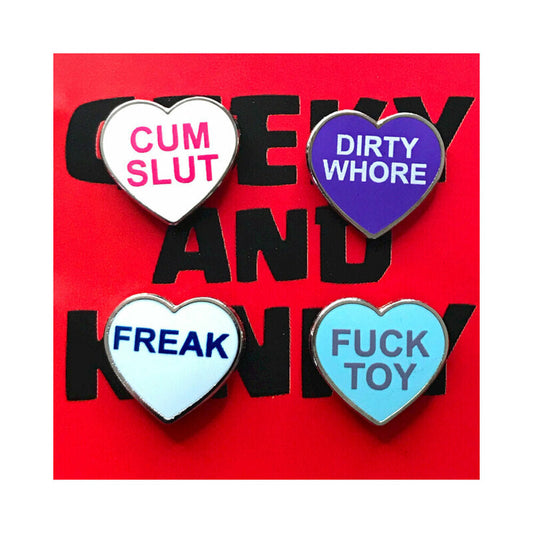 Geeky & Kinky G&K Heart Pin 4Pk Cum Slut, Etc