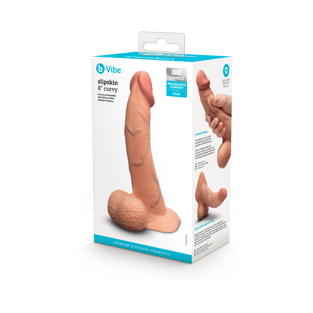 Le Wand B-Vibrator Slipskin Dildo 8in Curved Mocha