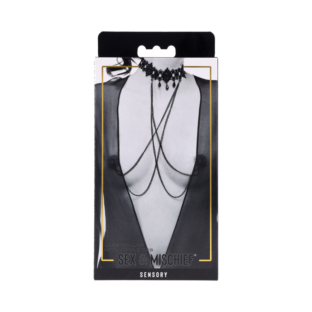 Sex & Mischief Lace Collar with Nipple Ties