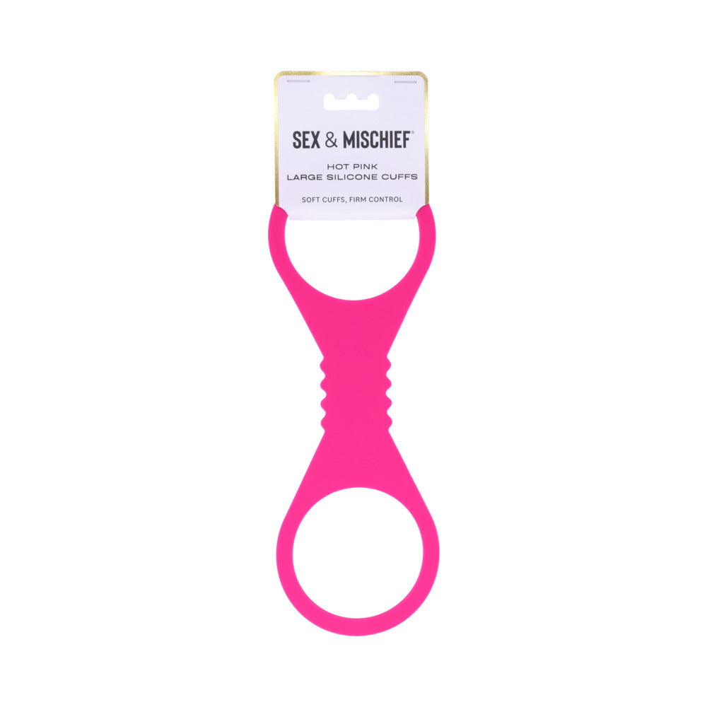 Sex & Mischief Silicone Cuffs — Hot Pink
